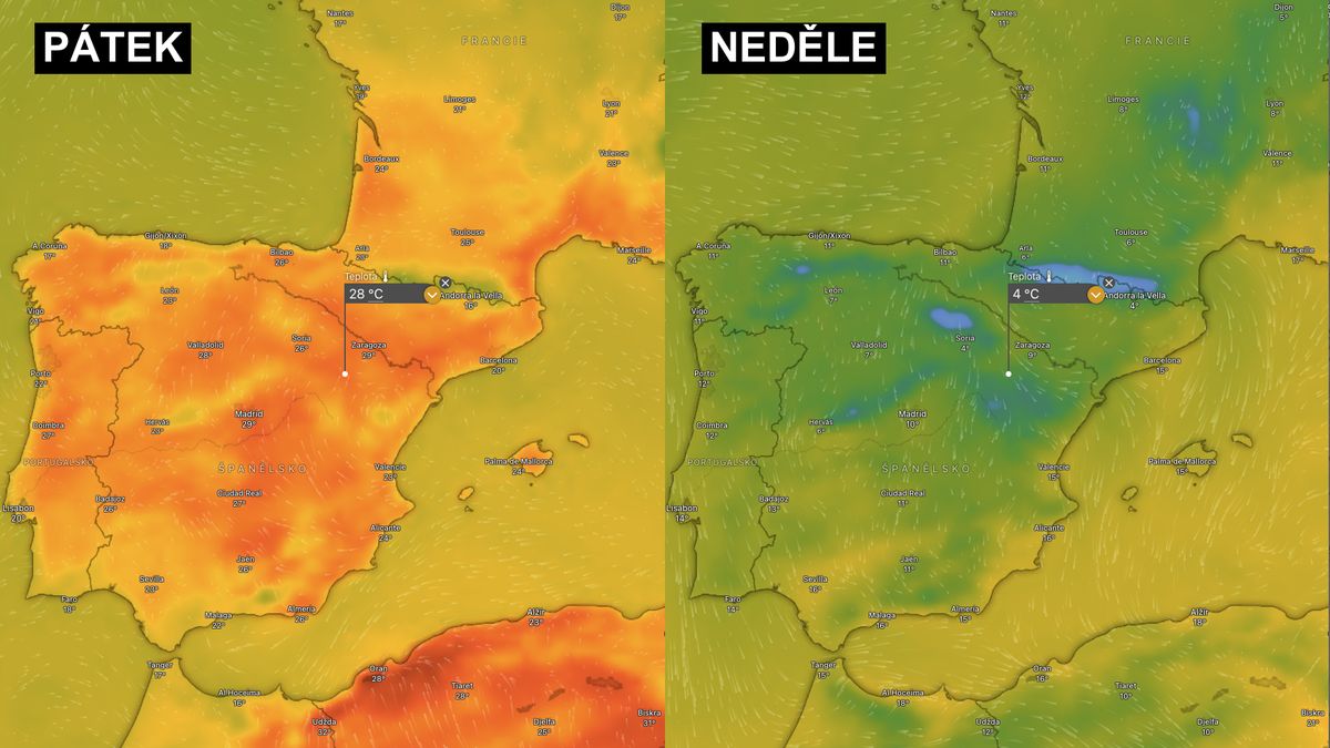 Západní Evropu čeká teplotní šok